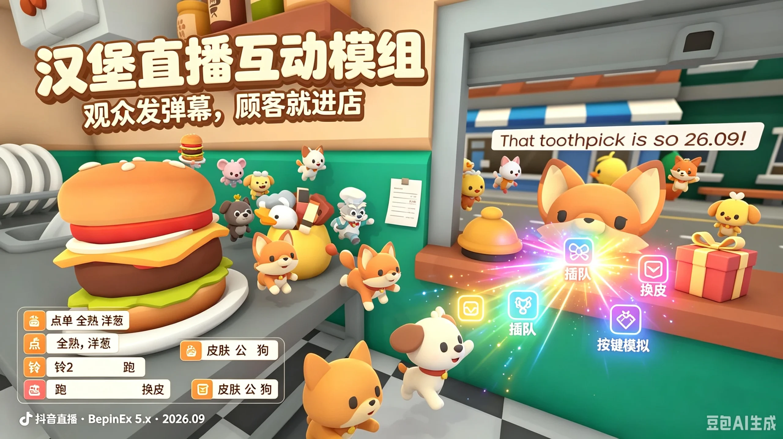 汉堡直播互动模组-更高级的直播弹幕-小果资源站